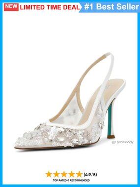 Sequined Beaded Mesh Slingback Stiletto Pumps Pointed Toe 4" Heel
